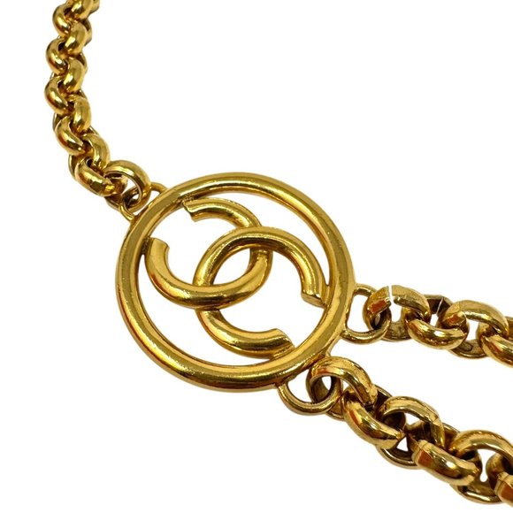 CHANEL 93P Vintage Yellow-Gold Logo CC Baroque Chain Belt - Picture 4 of 11